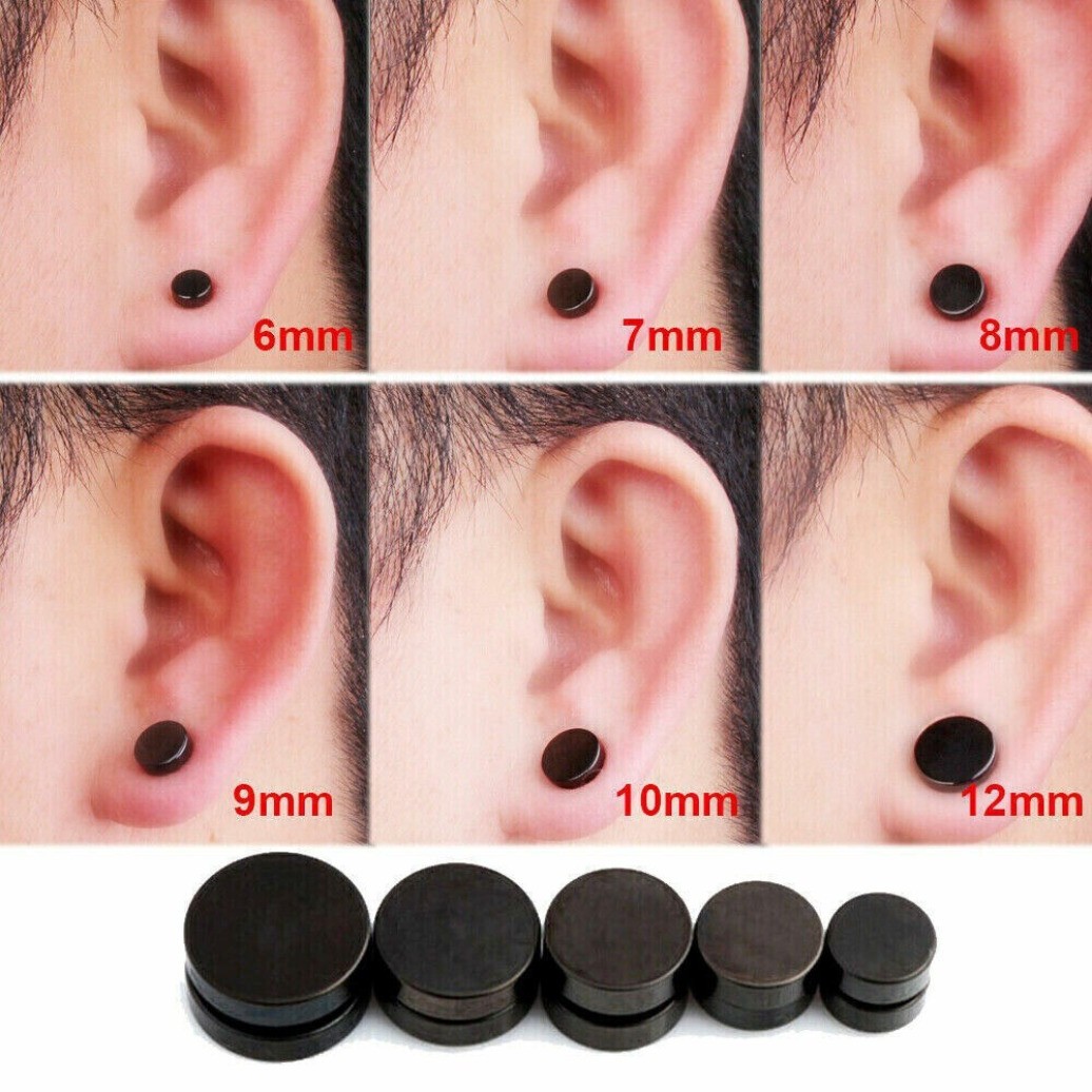 Men Women Magnetic Stainless Steel Stud Earrings Ear Plugs Non-Piercing Clip On