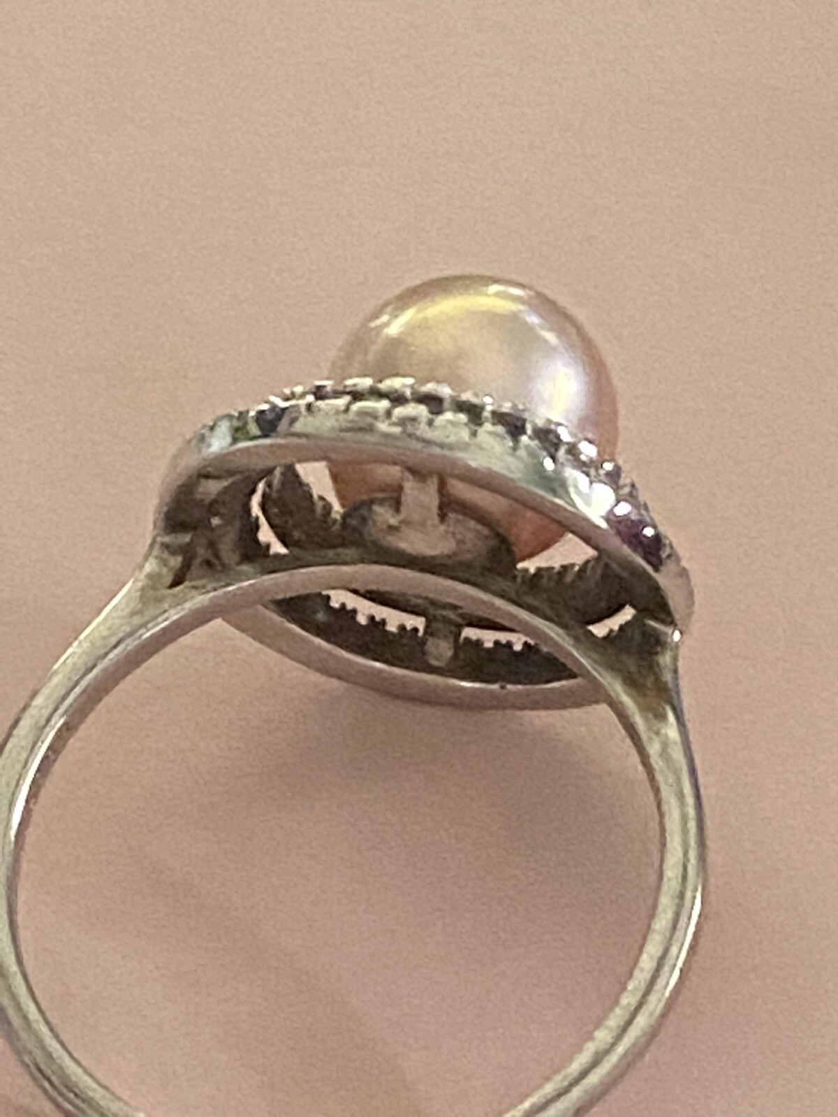 Zenalya Golden Peach 10.3 mm Pearl Daydreamer sz 9 Stamped Sterling .925