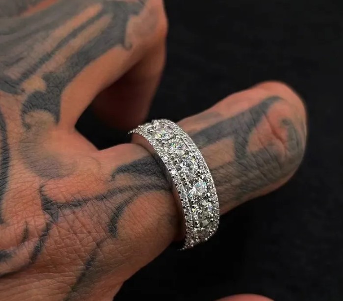 5.1Carats Full Moissanite Ring for Women Men, 925 Sterling 925 Silver Size 9