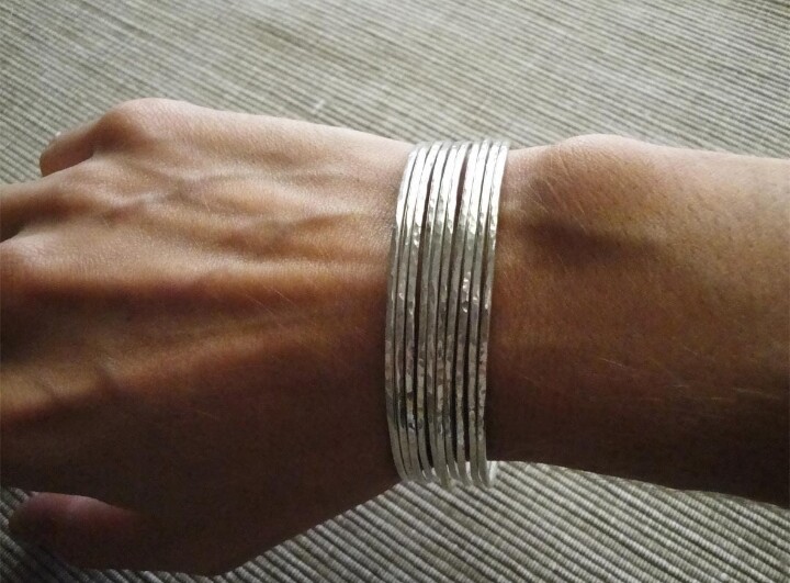Hammering Designer Set Off 7 Beautiful Stylish Lovely 925Sterling Silver Bangles