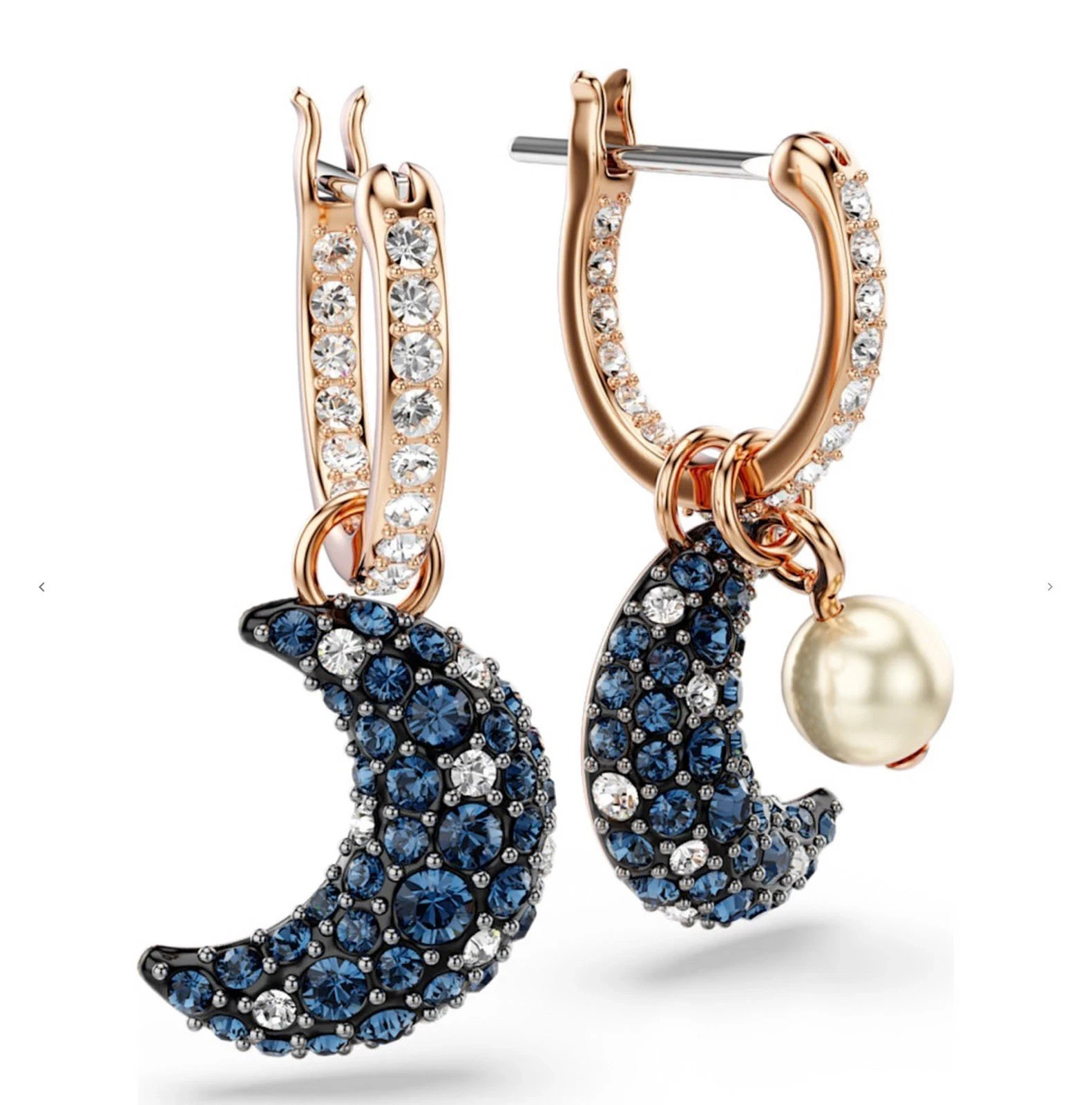 Swarovski Sublima Drop Earrings Asymmetrical Design Moon Rose Gold-Tone new.