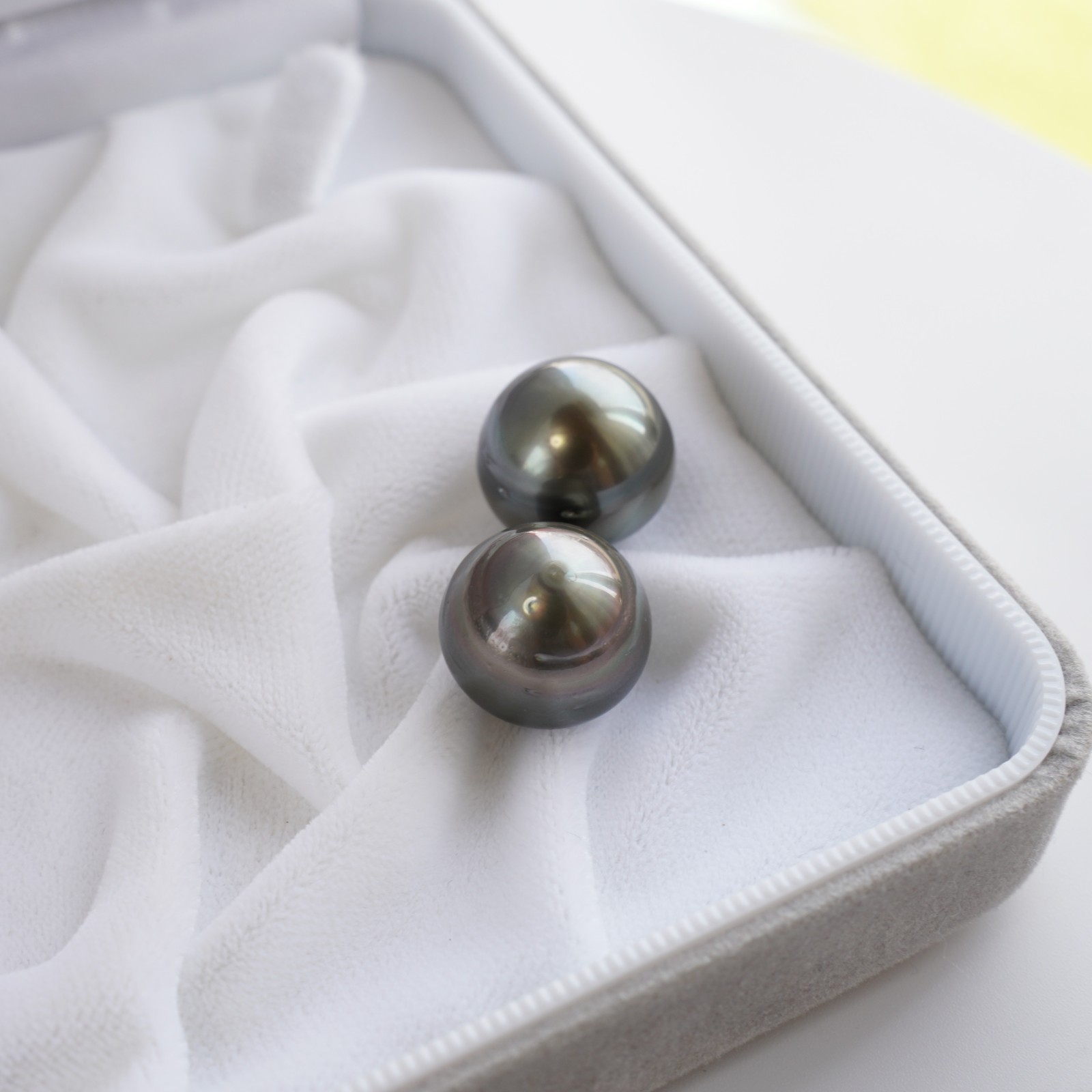 Big 15.1-15.3mm Gray-Green Tahitian Cultured Loose Pearl Undrilled , High Luster