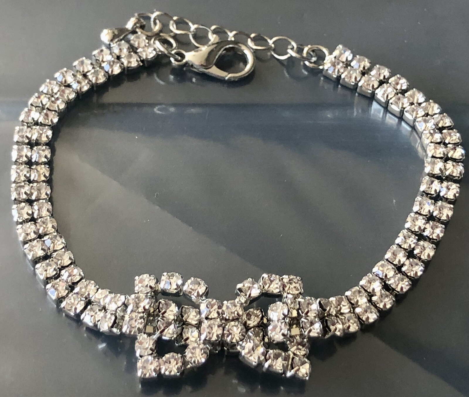 Beautiful Clear Rhinestone Bow Bracelet – Adjust To 8” – Special Occasion