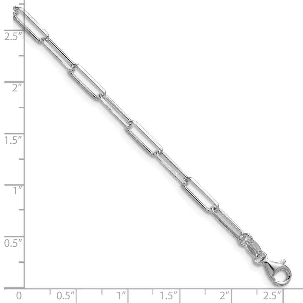 Sterling Silver Rhodium-Plated 3.5mm Diamond-Cut Paperclip Chain Bracelet 7″-8″