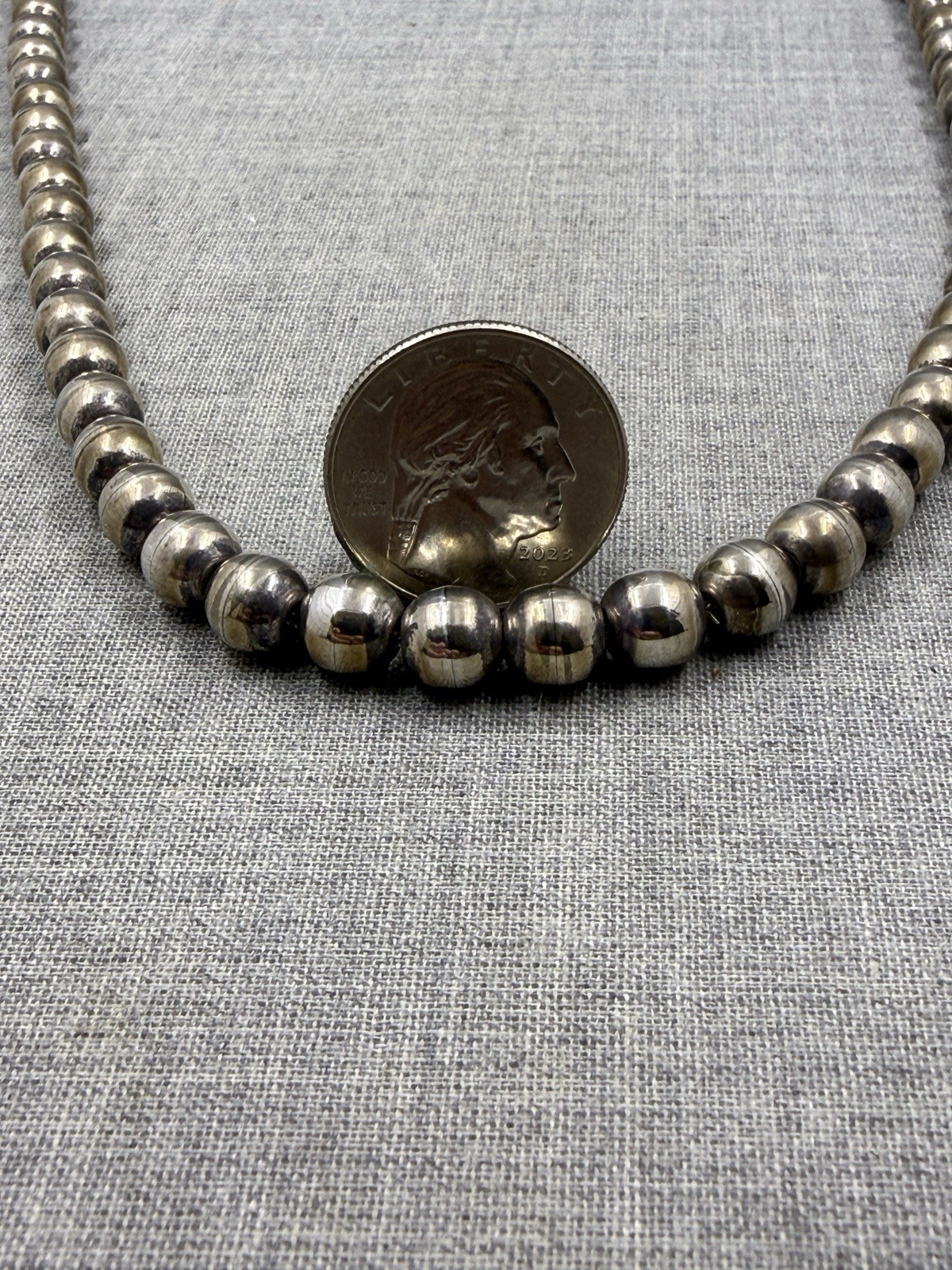 Sterling Silver .925 8mm Ball Bead Necklace 20.5″ (45 Grams)