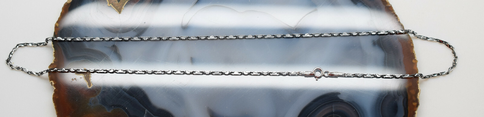 Ruthenium Diamond Cut Square Baht 1.8mm Chain 16″ and 18″
