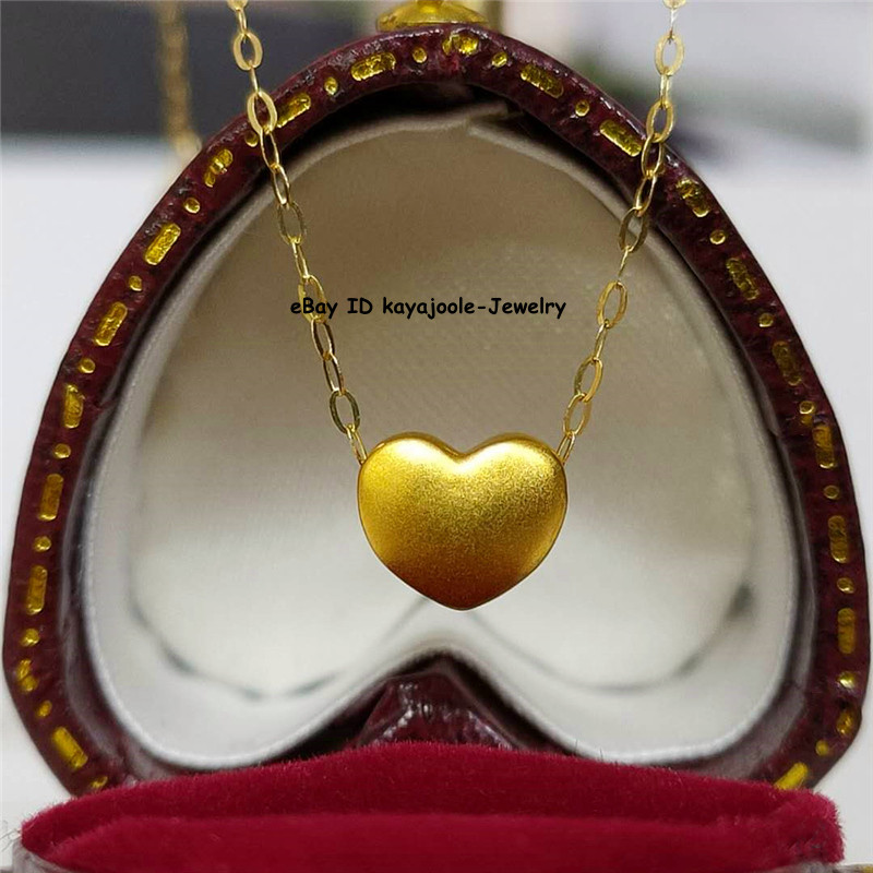 1pcs Real 999 24K Yellow Gold 3D Lucky Hollow 7mm Heart Bead Pendant 0.1-0.2g