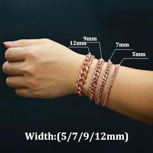 99.9% Pure Copper Cuban Link Bracelet for Men & Women – 5mm to 12mm Widths, Gift