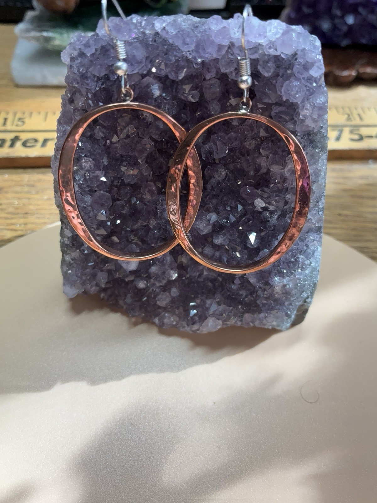 Solid Copper Hoop Earrings CE896 – 2 1/2 Inches Long X 1 3/4 Inches Wide.