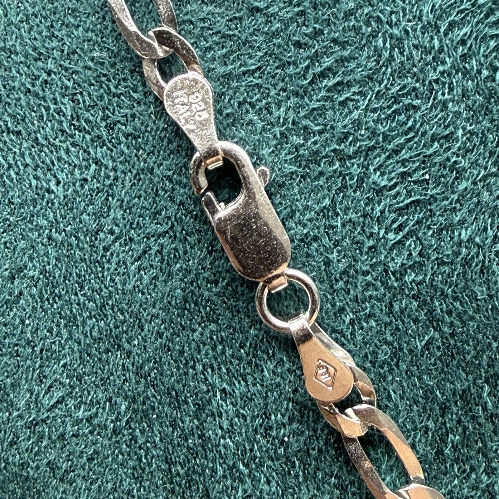 ITALY 925 Sterling Silver FIGARO Chain Necklace 18” 3.6mm