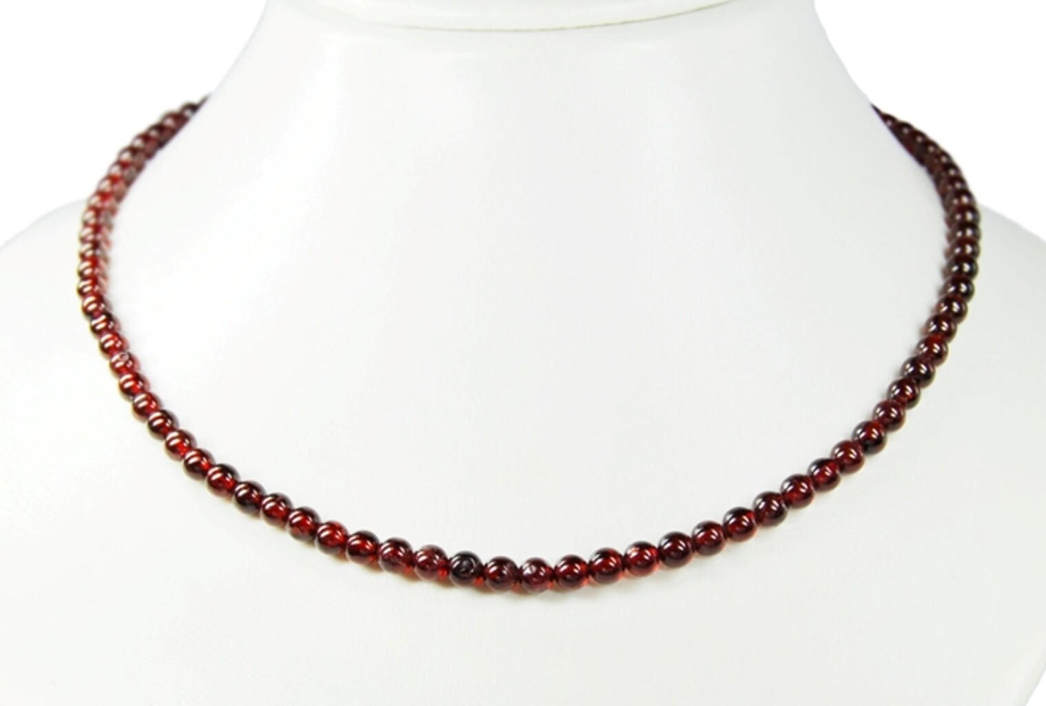 Chain necklace gemstones garnet in ball shape ø-4mm 925 silver clasp