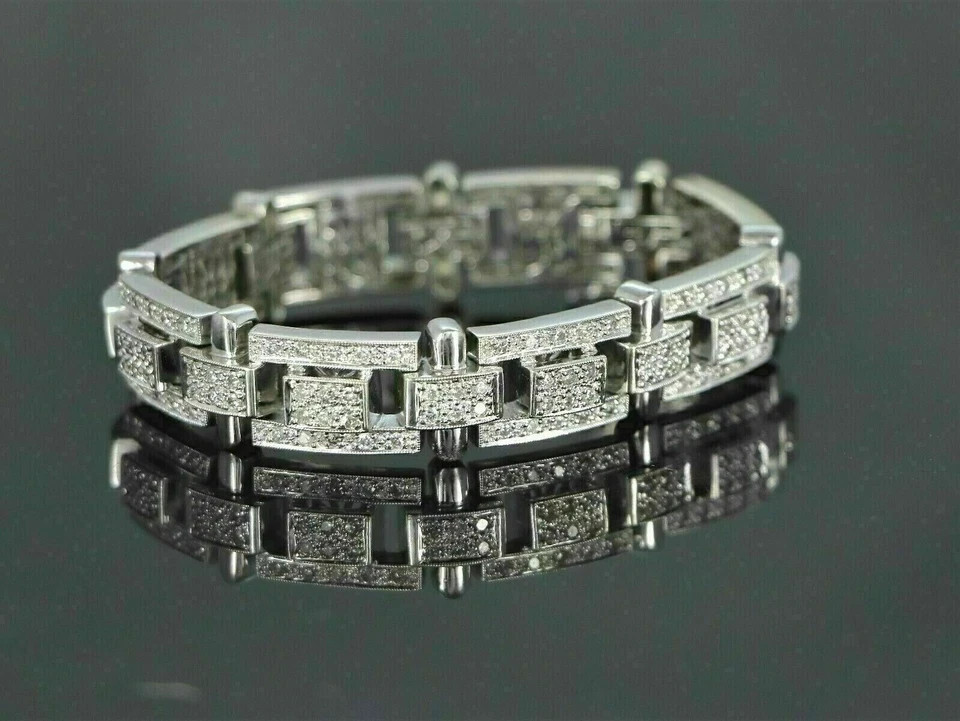 10.00Ct Round Cut Lab Created Diamond 14K White Gold Fn Men’s Tennis Bracelet