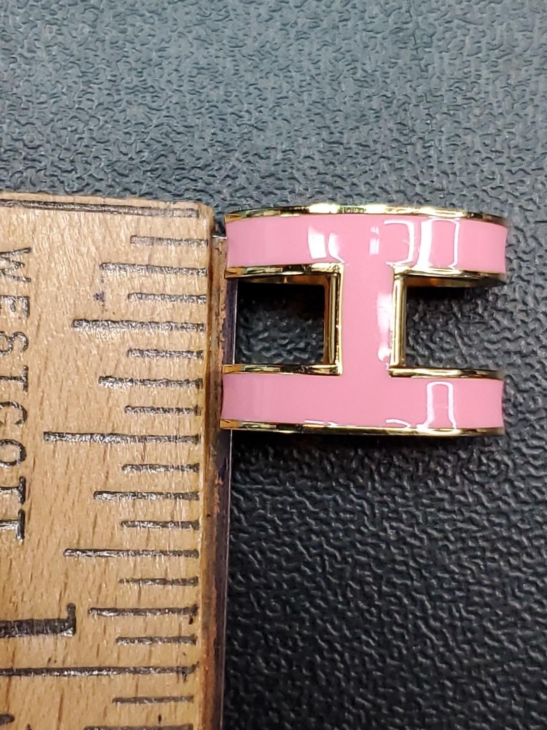 HERMES Enameled Pop H Mini Pendant Accessories Jewelry Pink Gold Color