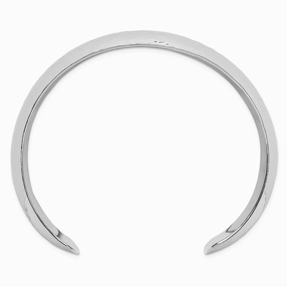 Sterling Silver 20mm Domed Hammered Cuff Bangle