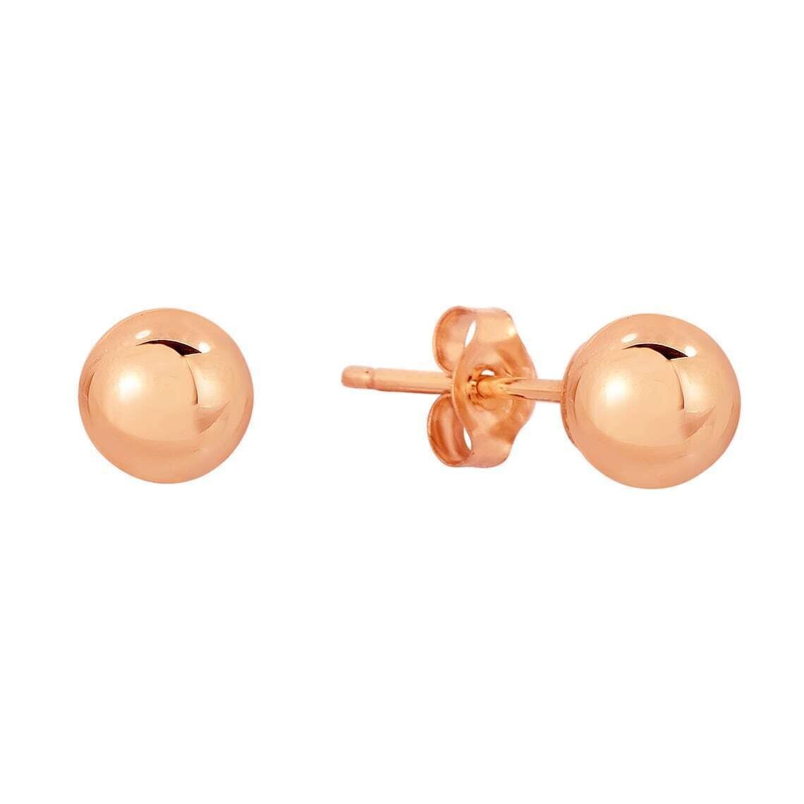 14K Rose Pink Gold Ball Stud Post Earrings All Sizes 3mm 4mm 5mm 6mm 7mm 8mm