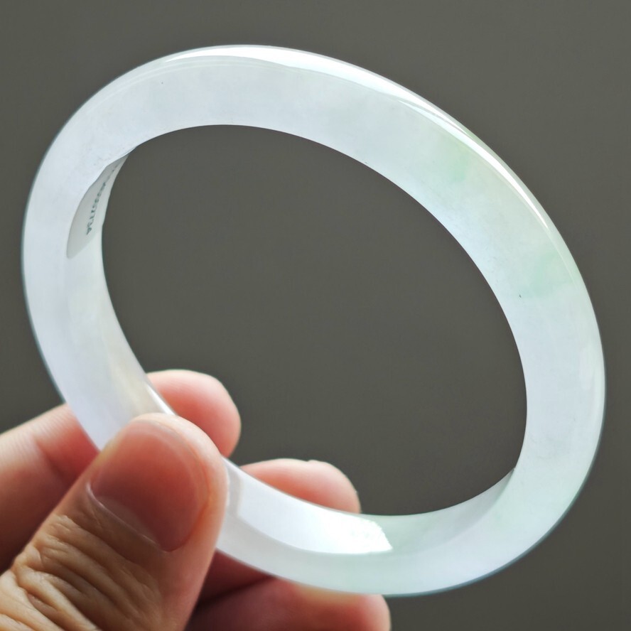61mm Natural Icy Green Jadeite Jade Bracelet Burma Jadeite Jade Big Bangle 3110