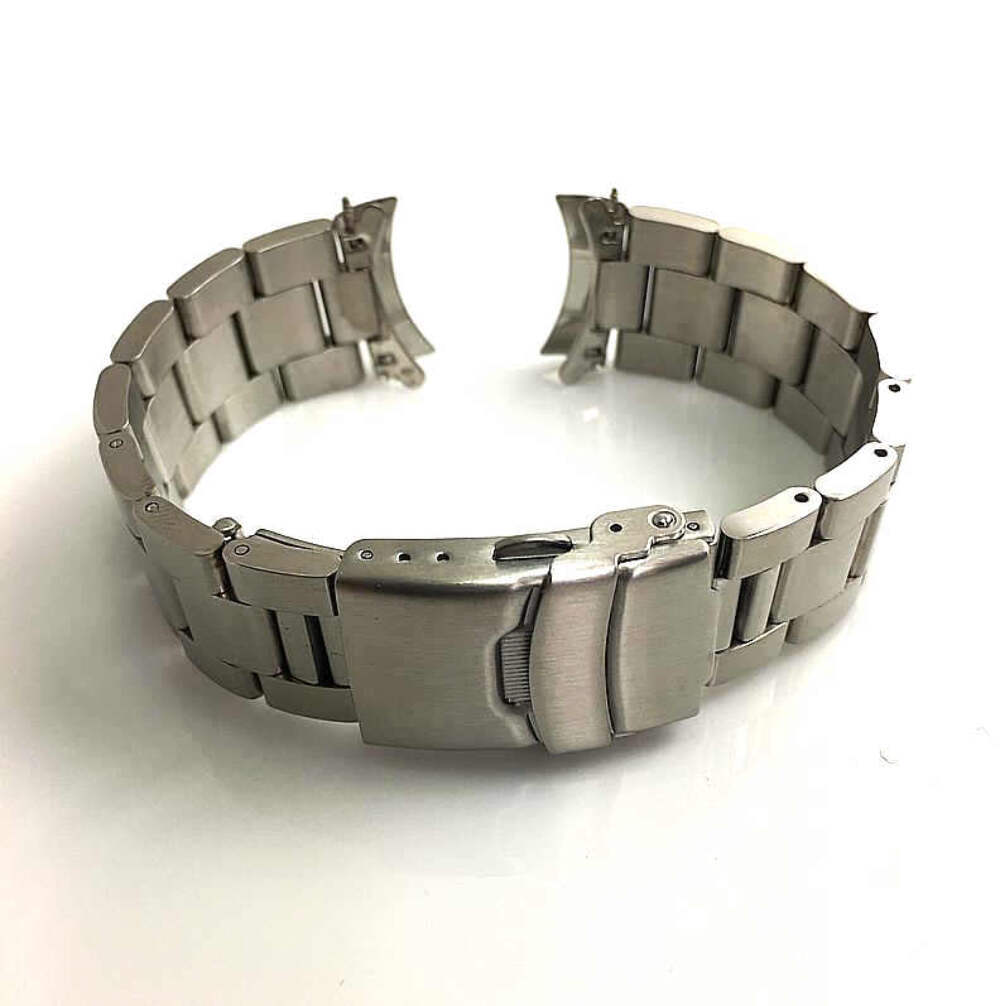 Curved End Metal Stainless Steel Oyster Style Replacement Watch Band #7015