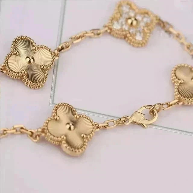 1.24Ct Real Moissanite Women’s Flower Bracelet 14K Yellow Gold Plated 7″ in