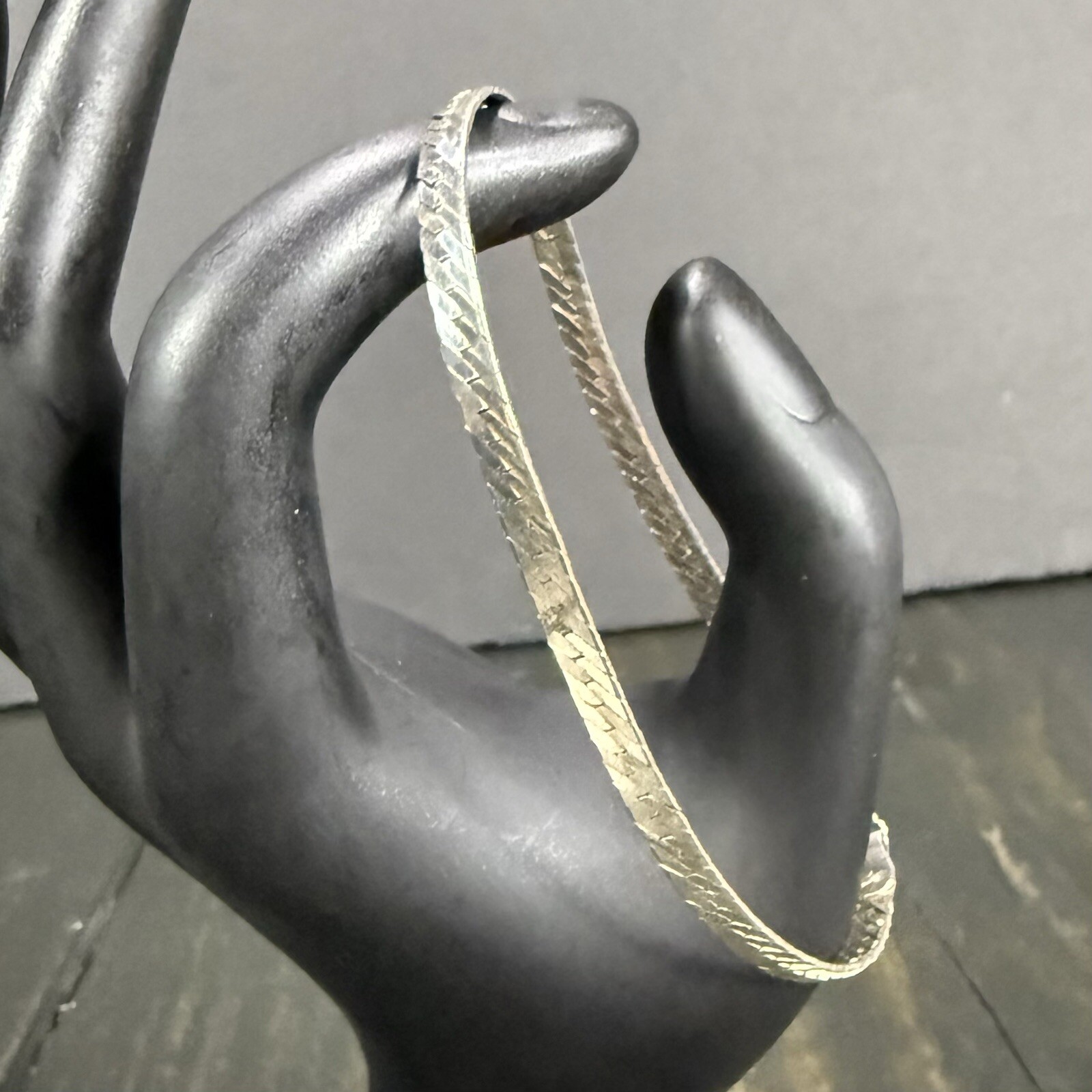 Silver Herringbone Chain Bracelet Approx 8”/5mm Marked & Tested