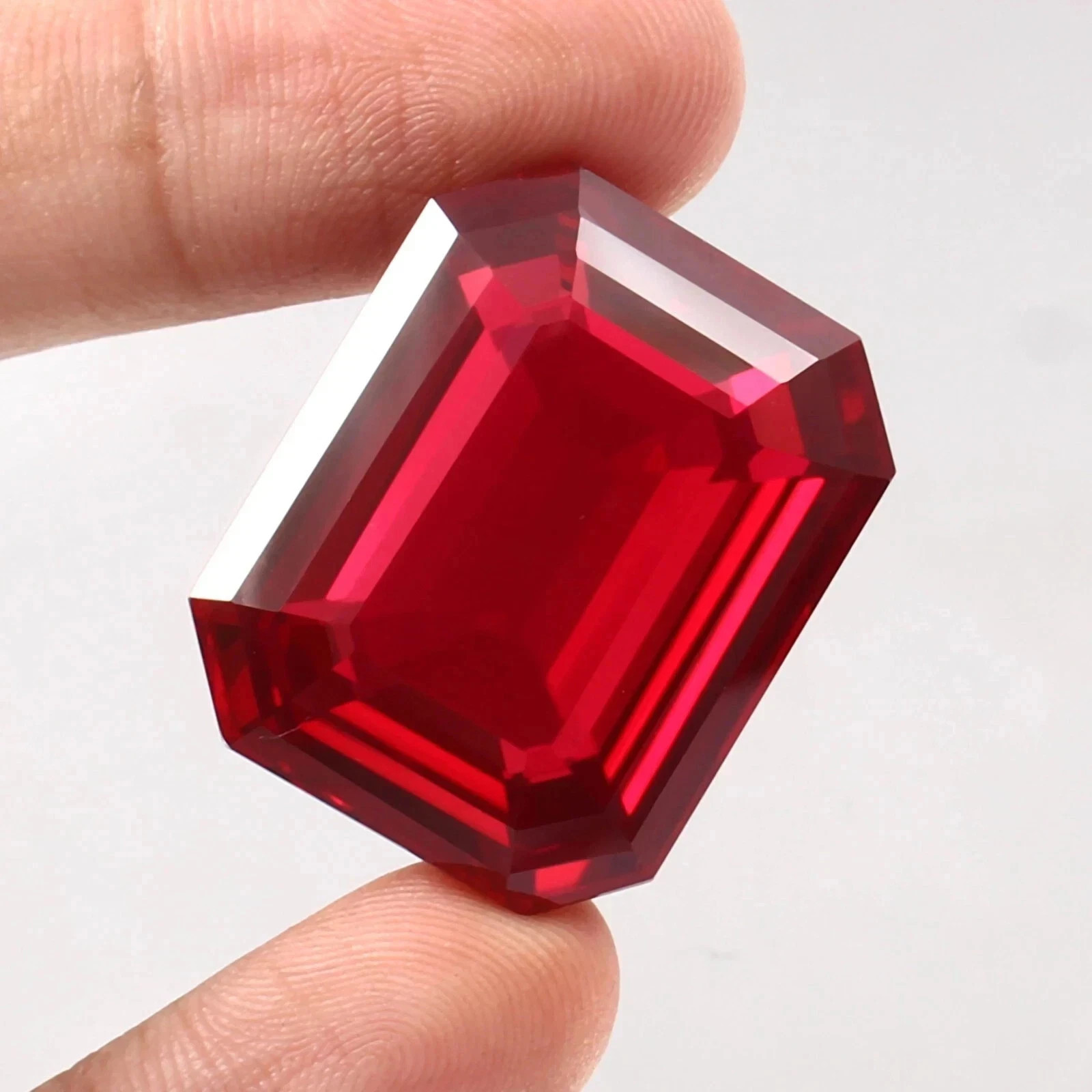 20 Ct Natural Burmese Blood Red Emerald Cut Ruby AGL Certified Loose Gemstone