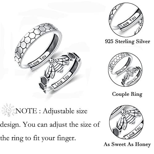 Sterling Silver Adjustable Promise Rings for Couples – Romantic Love Jewelry Gif