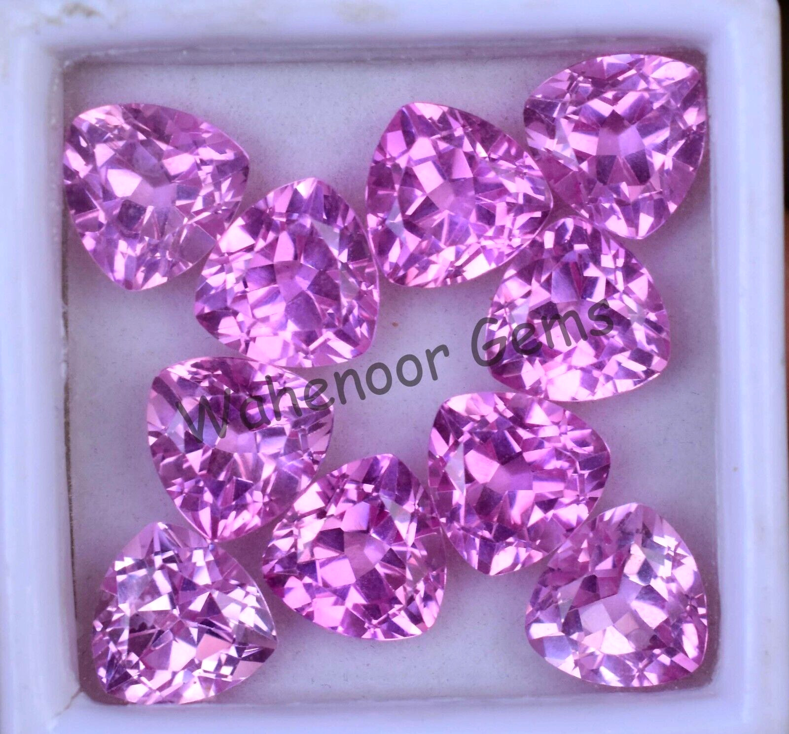 Natural Mogok Pink Ruby Trillion 7.00mm CERTIFIED 10 Pcs Loose Gemstone