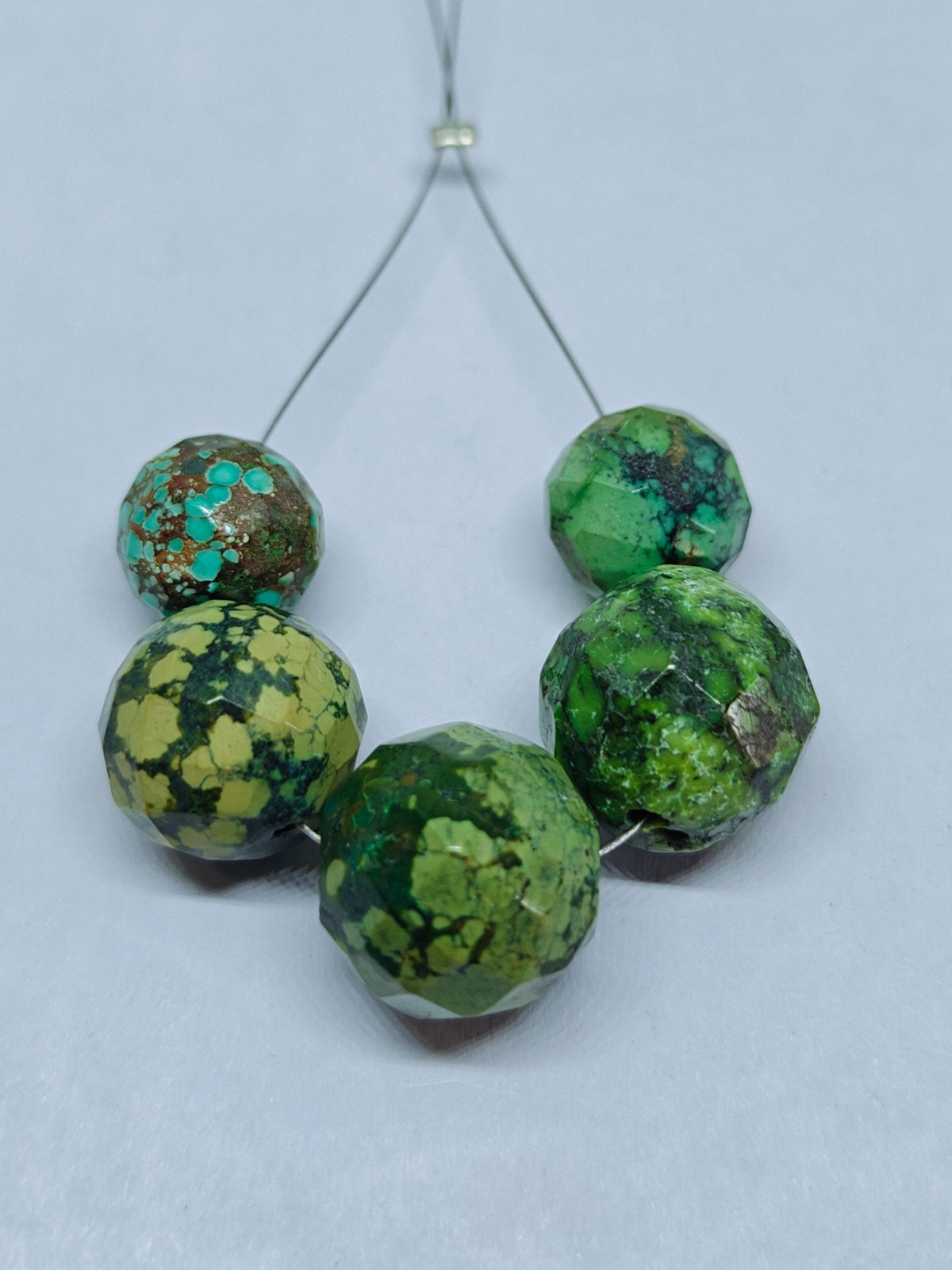 Natural Turquoise Faceted Round Beads Loose Hubie Green Gemstone For Jewelry 58C