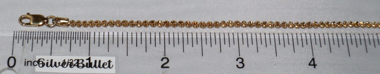 Sterling Silver Gold Toned 9 inch 3mm Twisted Chain Anklet “Italy” 3.2 grams