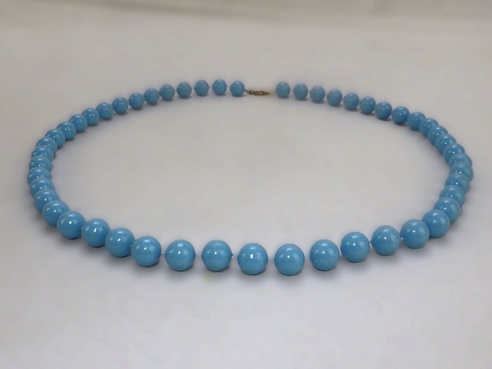 Vintage Costume Jewelry, 24″ Light Blue/Periwinkle Fixed Bead Necklace, JWL-737