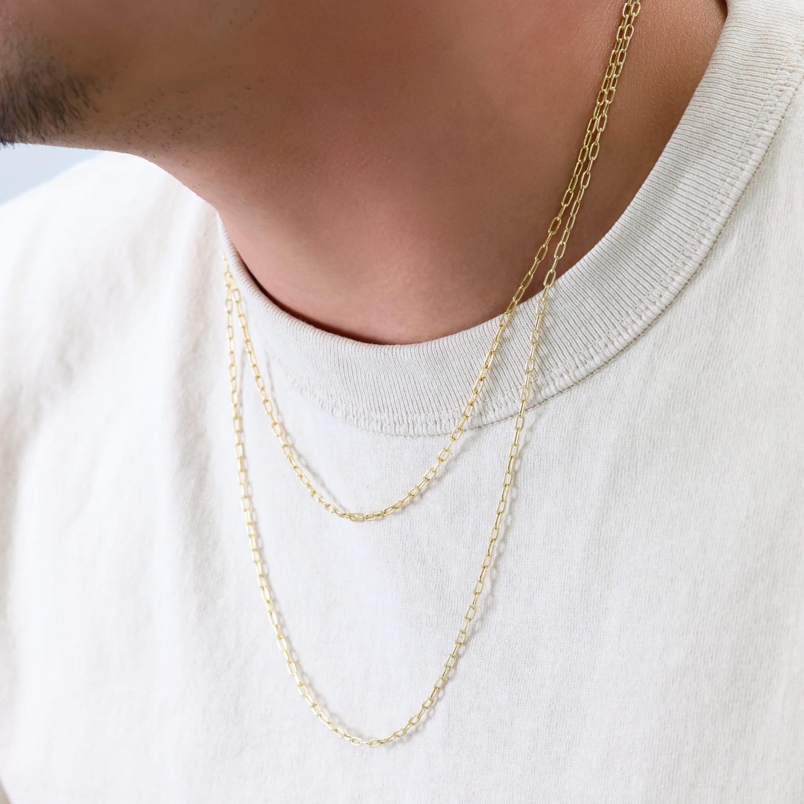 10k Yellow Gold 2mm Paperclip Chain Rolo Dainty Link Cable Necklace Womens 16″