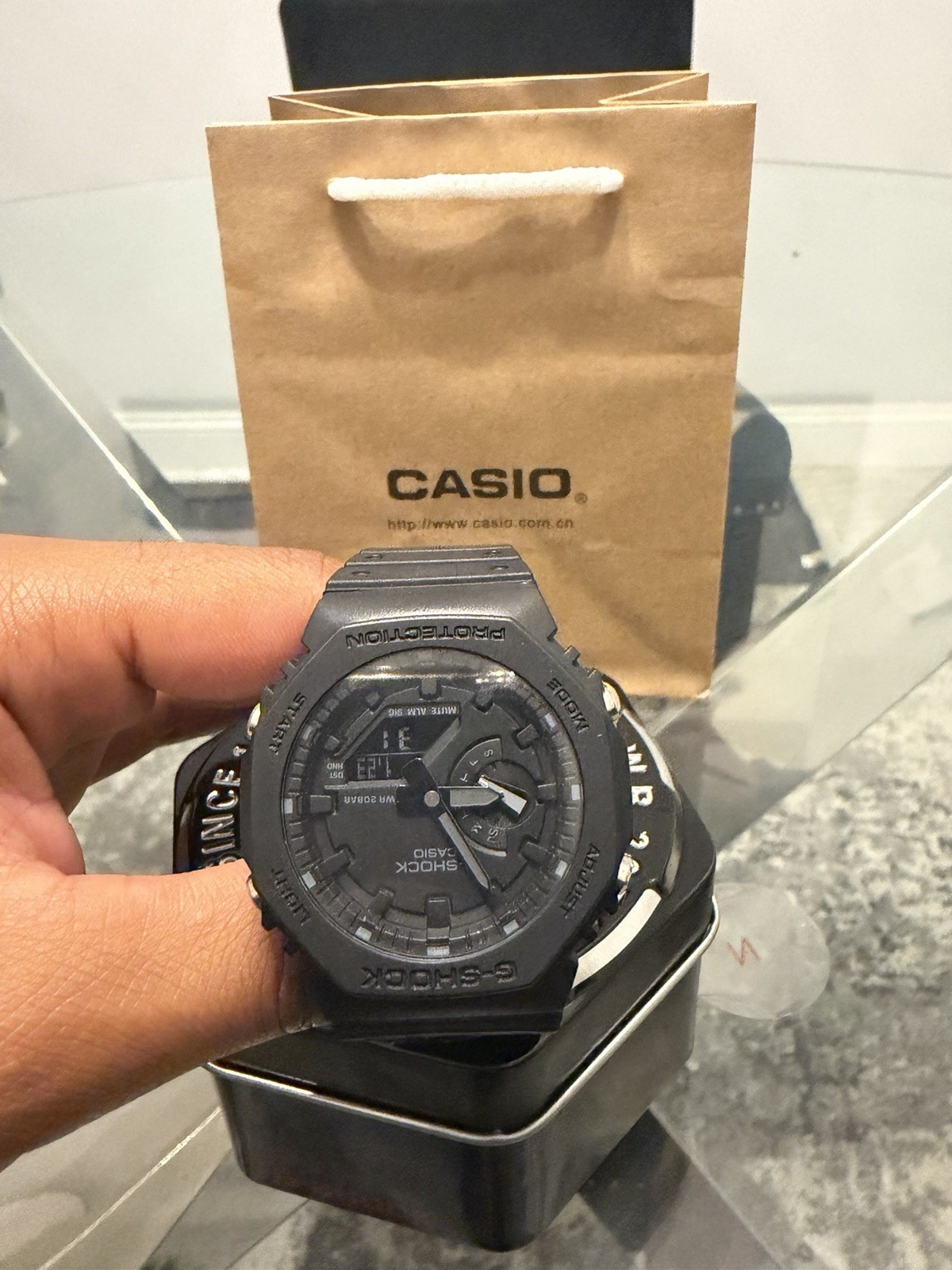 Casio G-SHOCK 45.4mm Black Carbon/Resin Case, Black Resin Band, (GA-B2100-1A1JF)