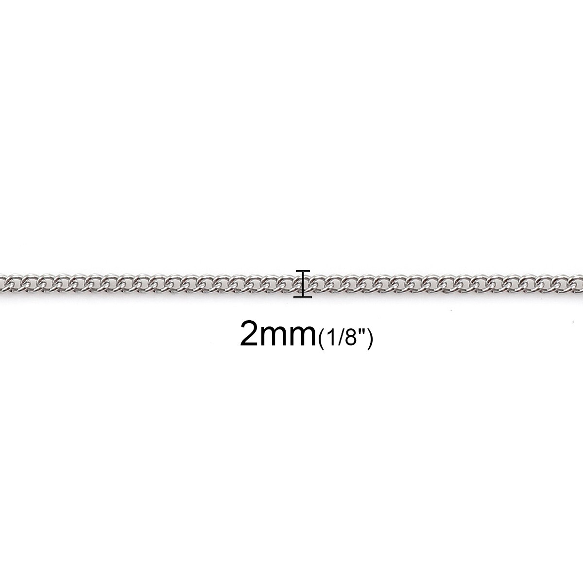 Stainless Steel 43.5cm (17 1/8inch 2 mm Curb Chain PLUS a 2 in extender