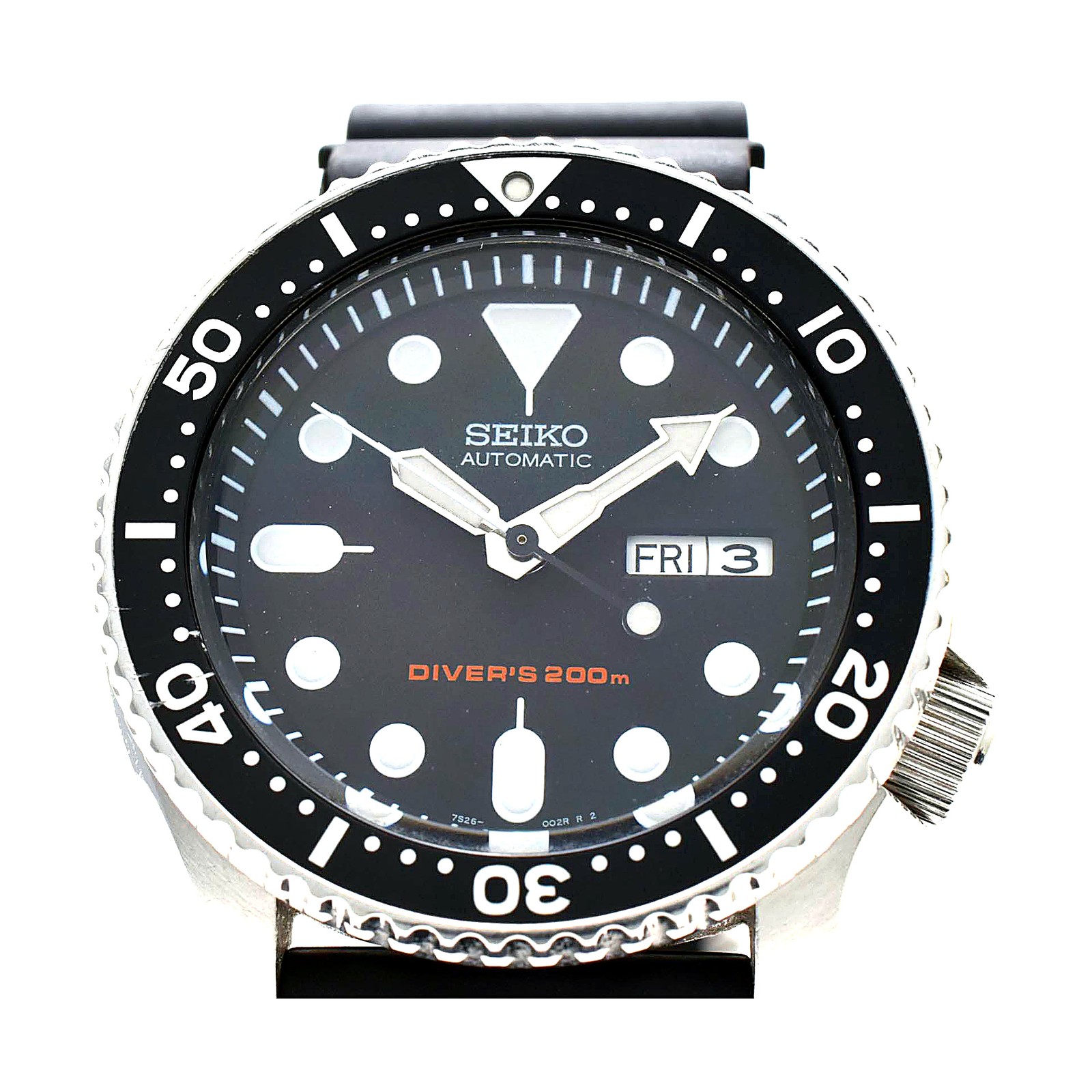 Seiko SKX007J Automatic Scuba Diver 200m Men Stainless Steel Day Date Black