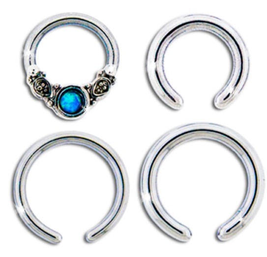 16g/14g 1/4″ & 5/16″ PETITE Captive Hoop Sim Opal Cartilage Ear Piercing Pack
