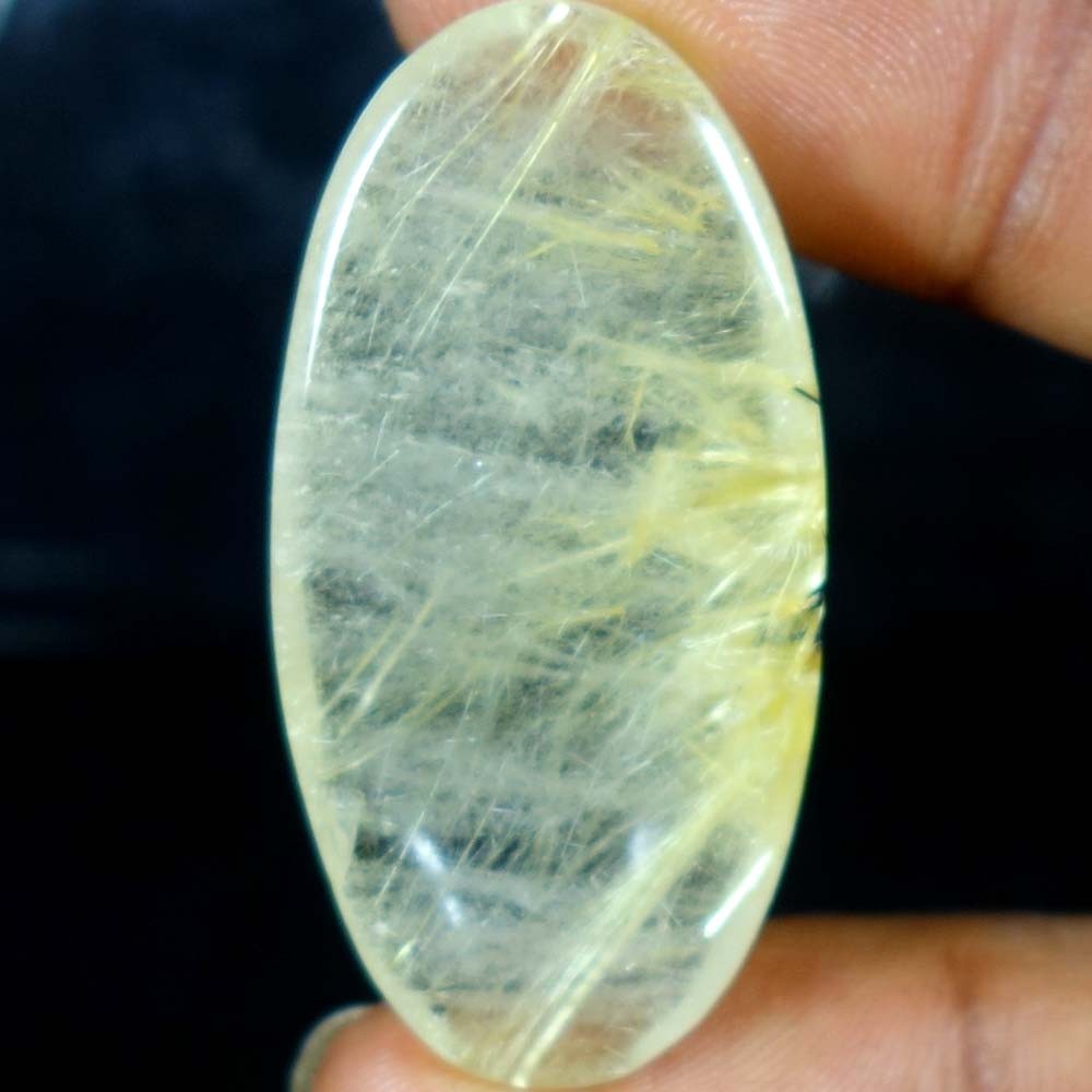 57.55Cts 100% Natural Golden Rutile Quartz Oval Cab Loose Gemstones 21x 43x 07mm