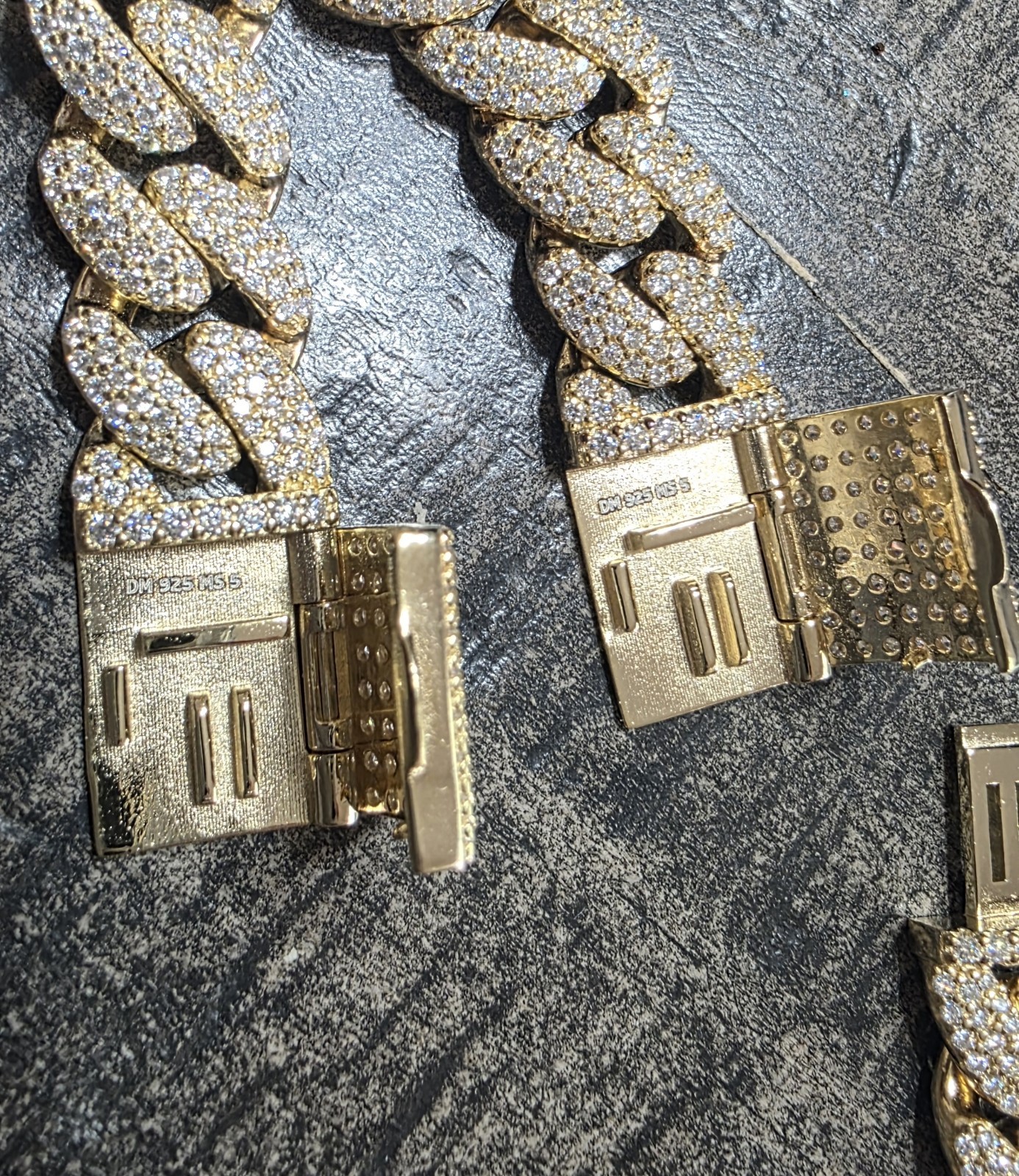 Iced Out Moissanite 12mm Miami Cuban COMBO Chain & Bracelet Gold over 925 Silver
