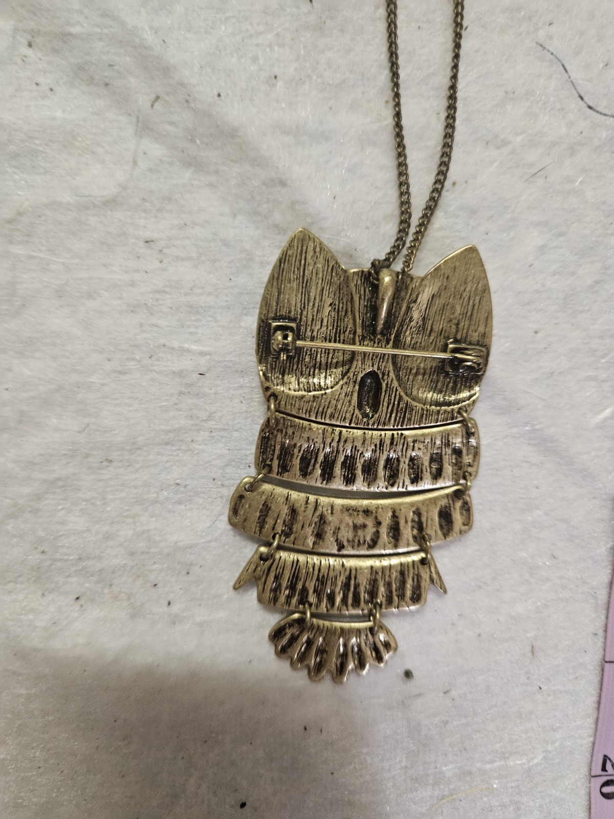 Gold Tone Owl Charm Pendant Necklace Black Crystal Eyes Cable Chain Lobster