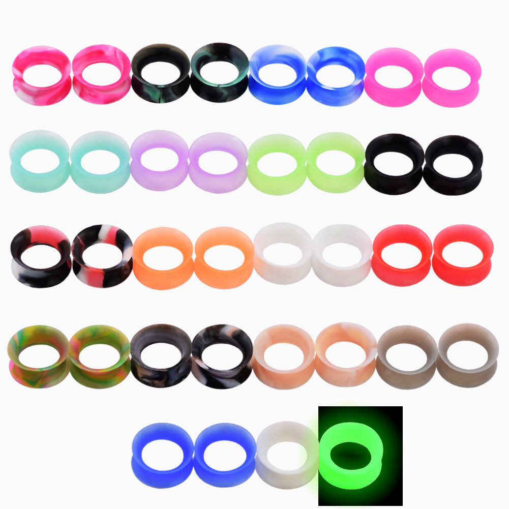 Lot 36pcs Silicone Ear Gauges Flesh Tunnel Plugs Body Piercing Jewelry Wholesale