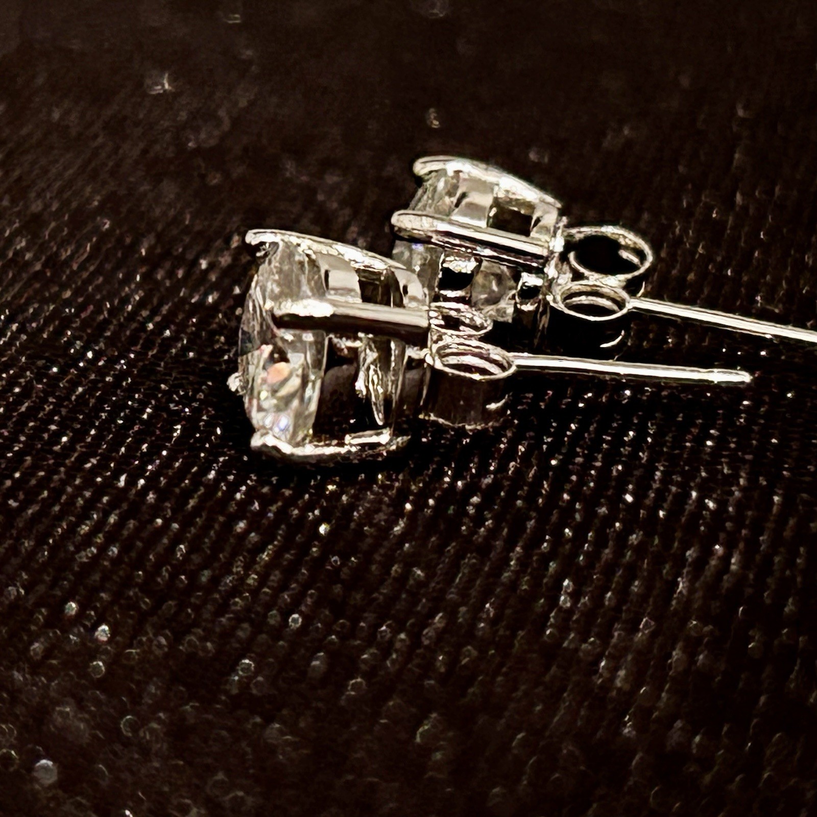 1CT Sterling Silver Round Moissanite Stud Earrings Prong Set Butterfly Back Pair