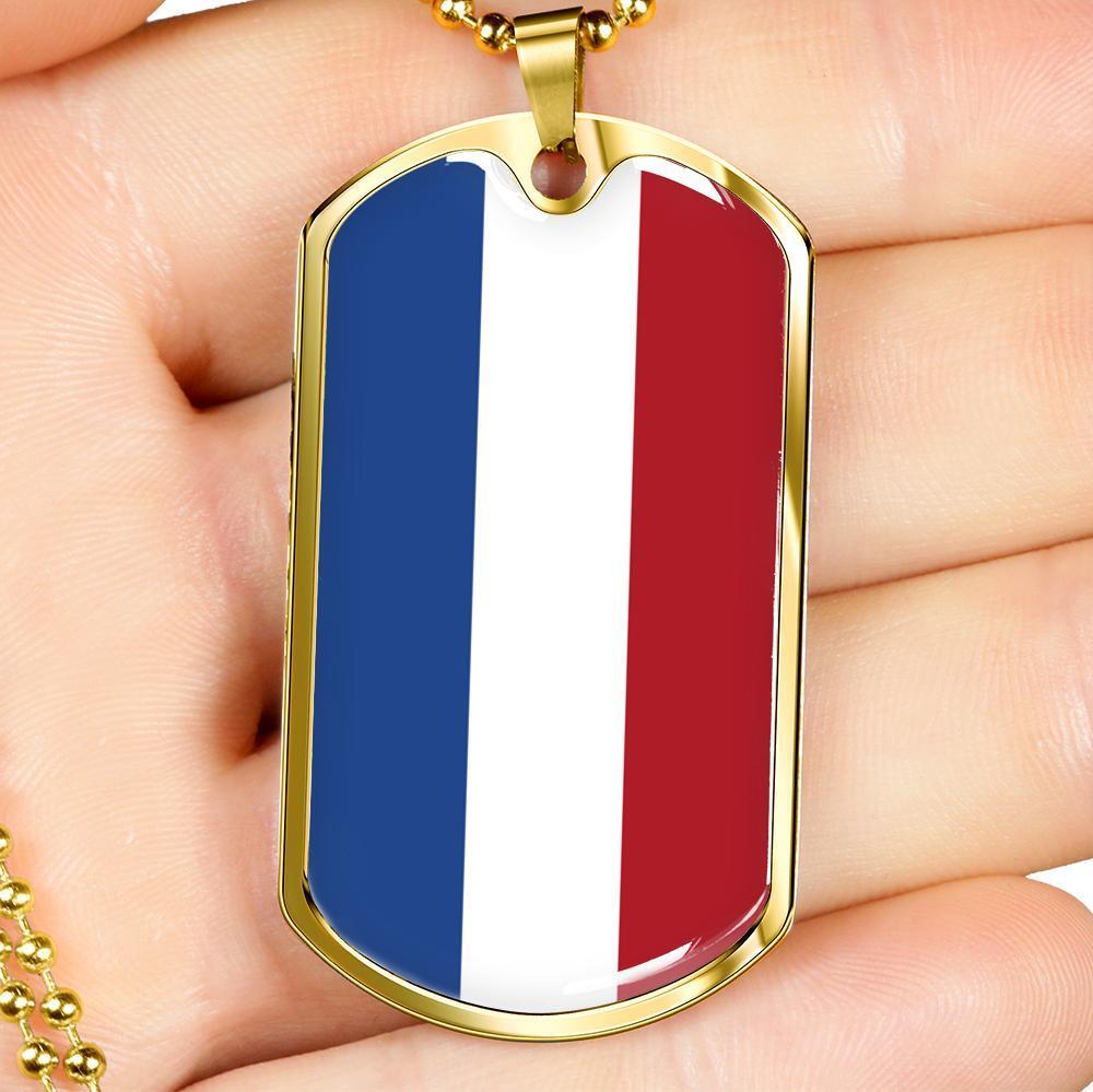Netherlands Flag Necklace Netherlands Flag Dog Tag Necklace Stainless Steel 24″