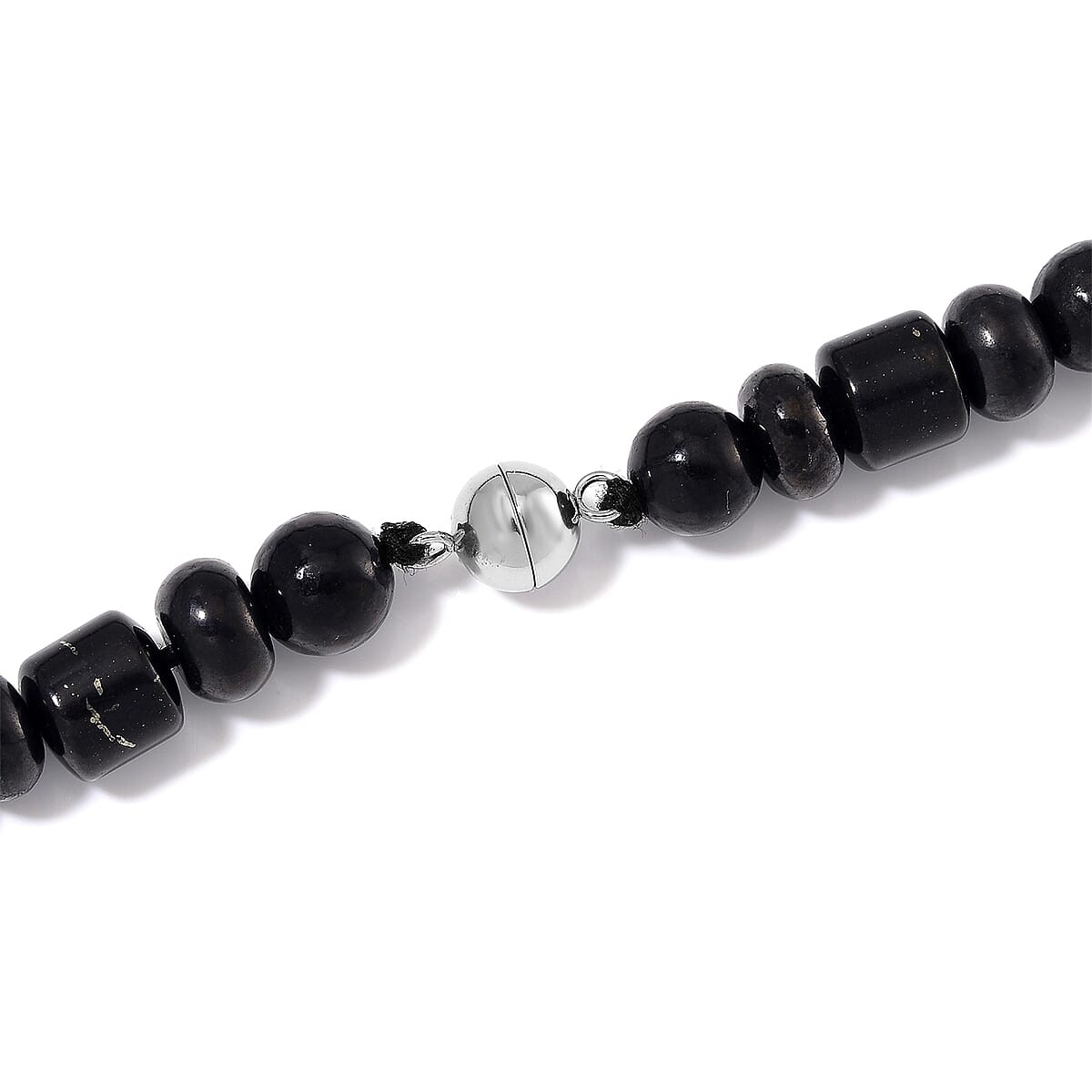 90.00ctw Shungite Fancy Beaded 20″ Necklace Rhodium Plated Magnetic Clasp