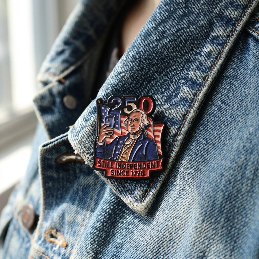 Patriotic Enamel Pin George Washington Bald Eagle USA 250th Decor