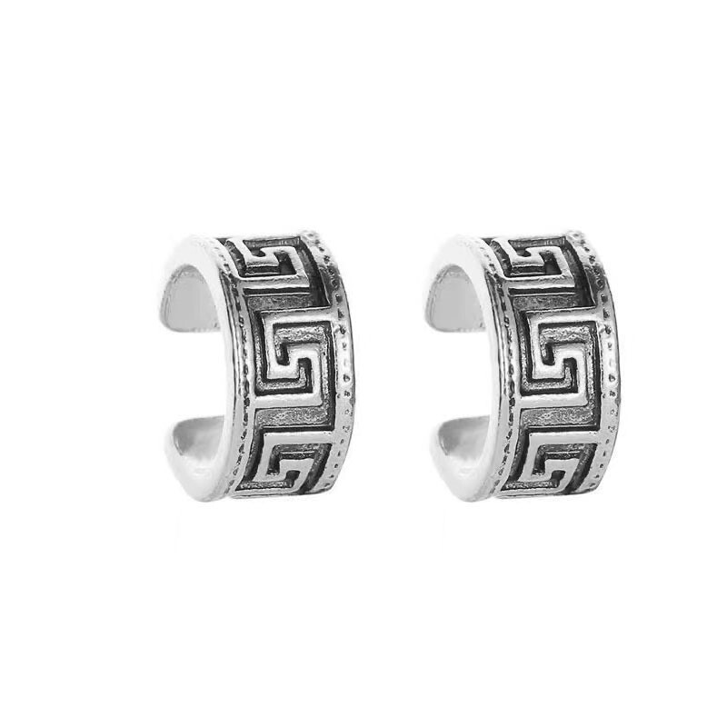 2pcs Retro Silver Simple Small Band Ear Cuff Clip Wrap Earrings 4x10mm Gift L39