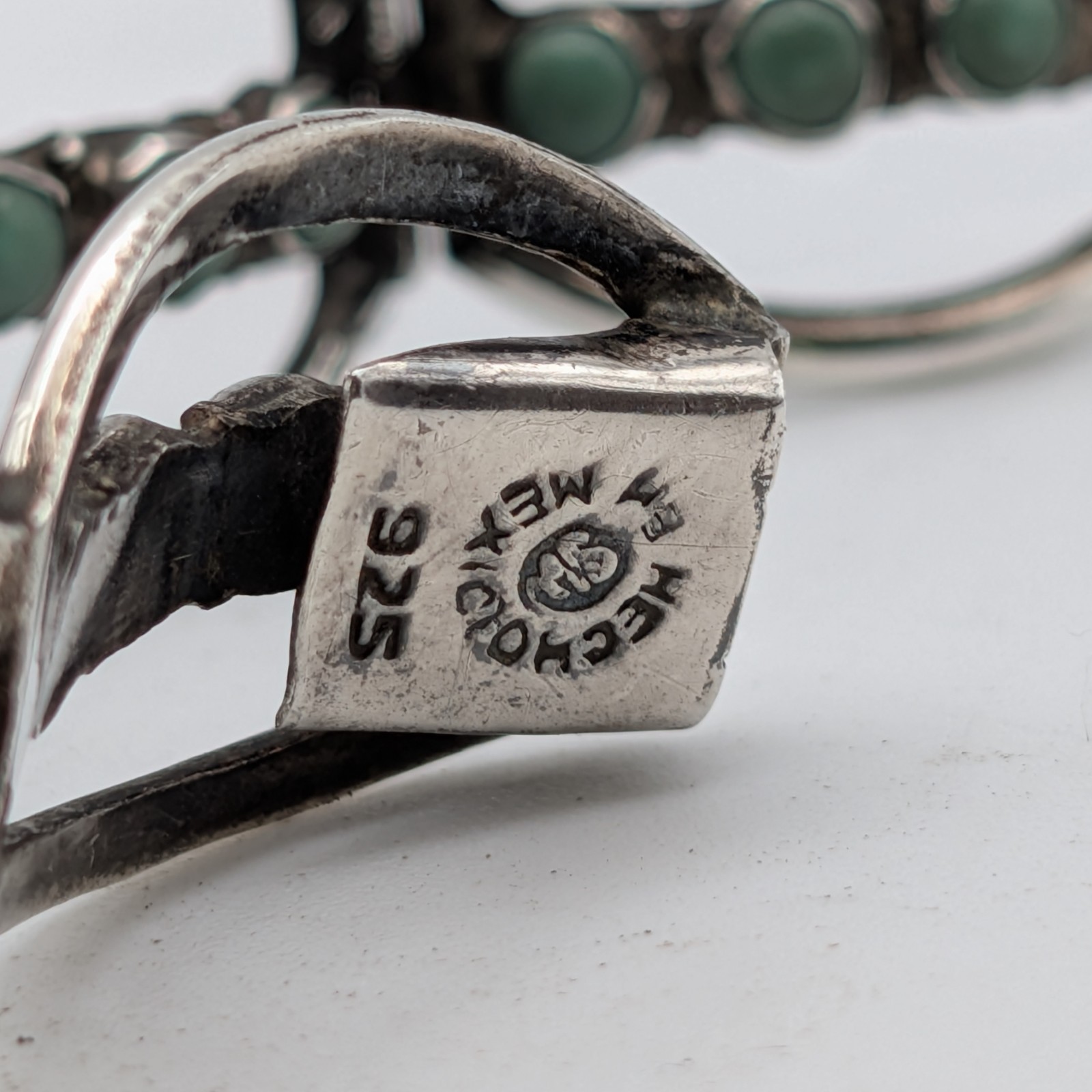 Vintage Taxco Sterling Silver Turquoise Link Bracelet Hecho En Mexico 925