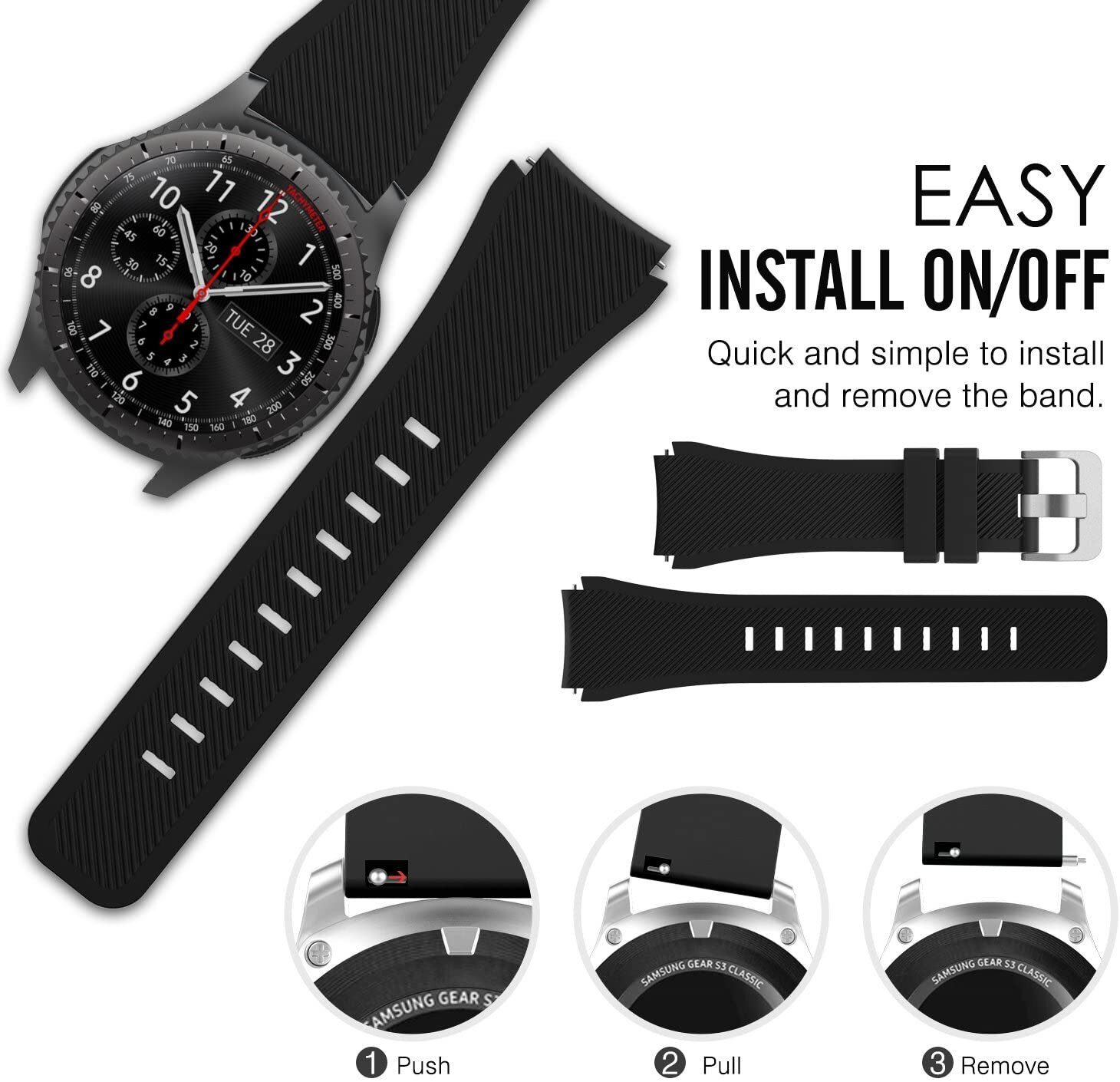 22mm Sport Silicone Watch Band Strap For Samsung Galaxy Watch 46mm SM-R800 R805U