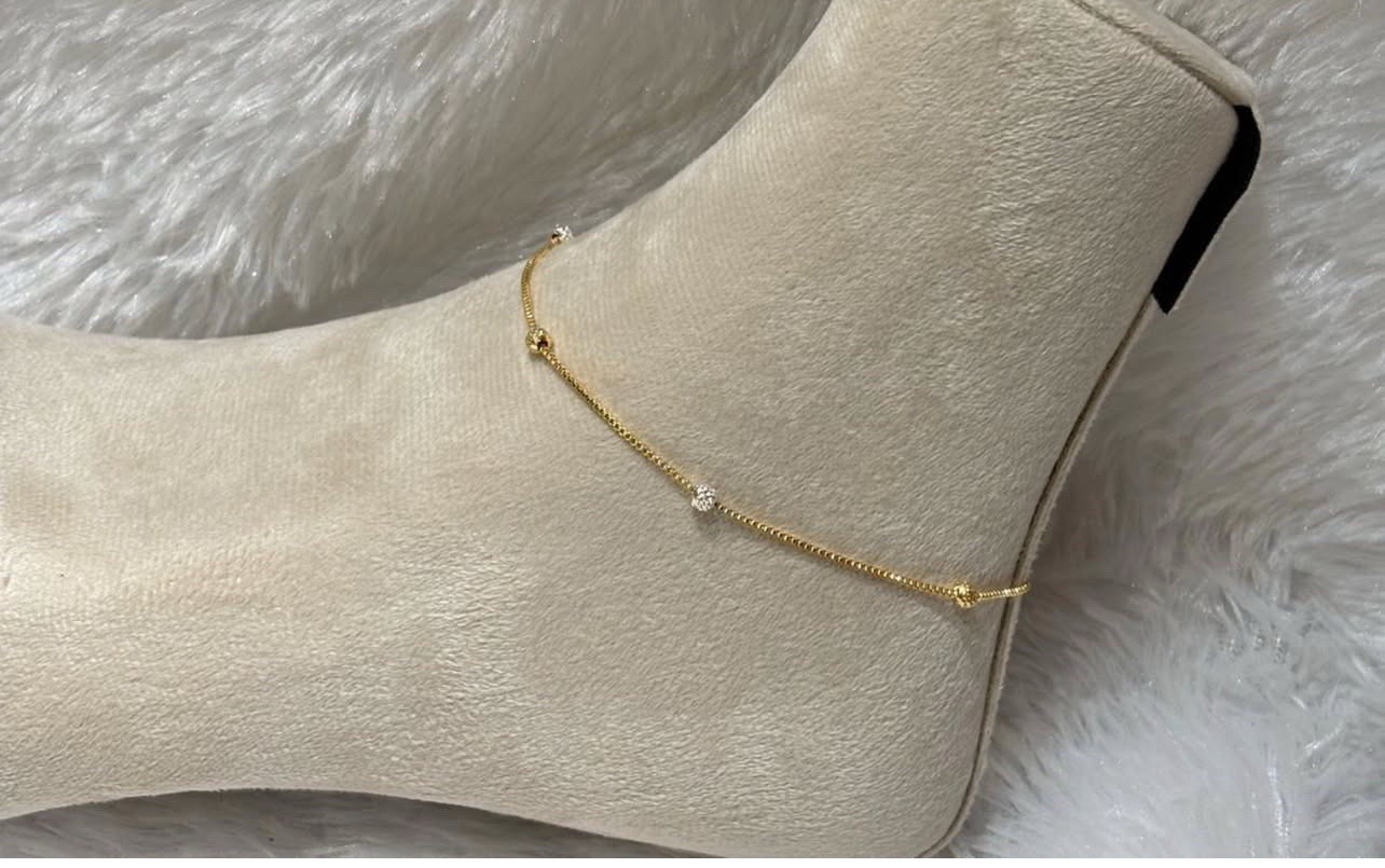 1gram 22ct Gold Plated Indian Pakistani Anklet 11.Inches Legth