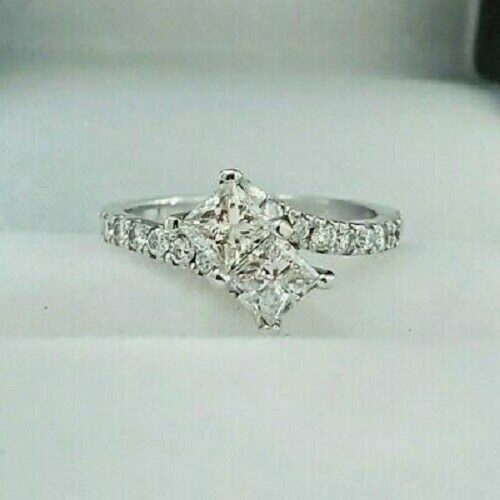 1.60Ct White Princess Cut Two Stone Together Forever Engagement Wedding Ring