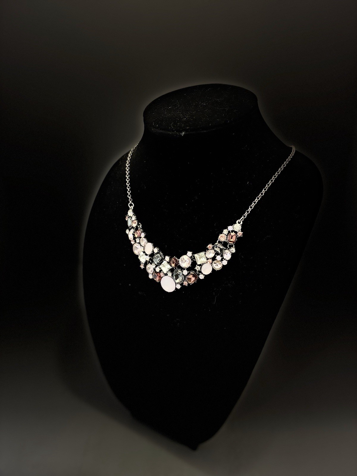 Premier Designs Ballet Slippers Pink Crystal Cluster Statement Bib Collar Neckla