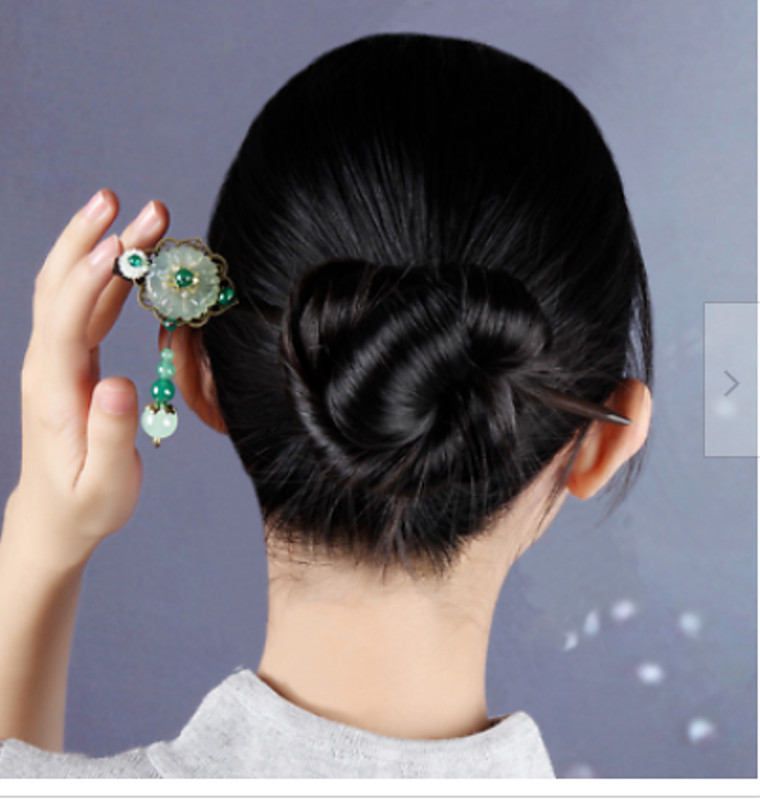 Pure 925 Solid Sterling Silver Chinese Style Hairpin Hanfu Hair Accessory