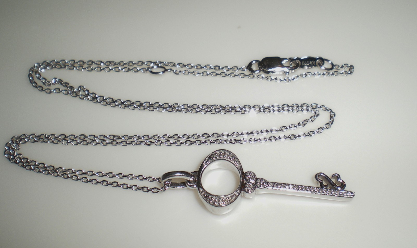 Jane Seymour Open Hearts Sterling Silver KEY Diamond Accent Necklace 💎 KAY BOX